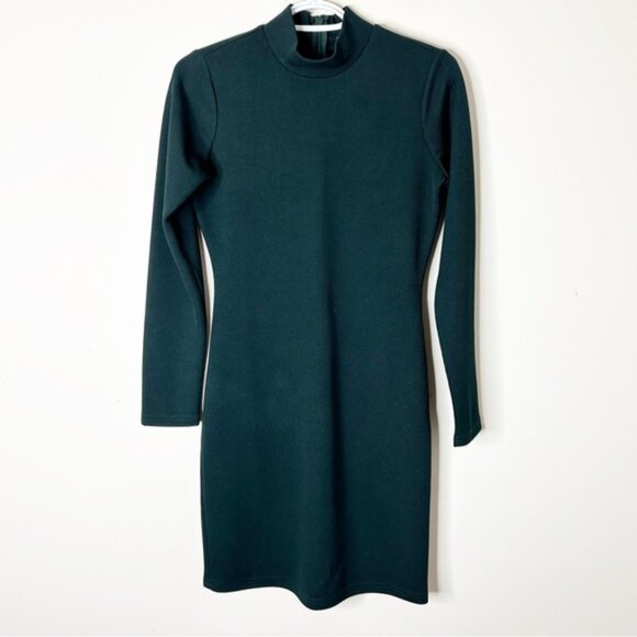 DRY LAKE Women's Mini Dress Long sleeve knit Bodycon mockneck forest Green Small - Picture 4 of 16